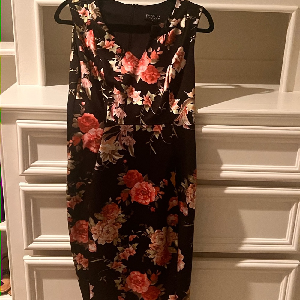 Floral Black and Red Dress